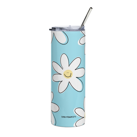 Stainless steel tumbler - Happy flowers blue