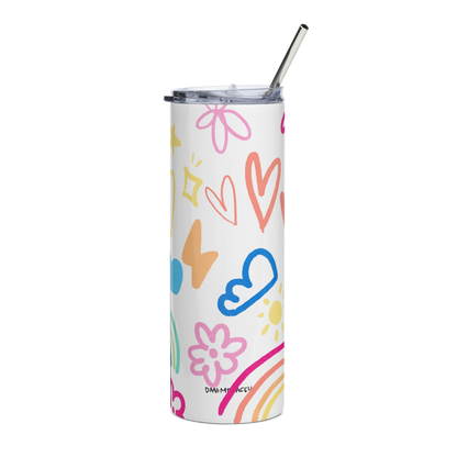 Stainless steel tumbler - Rainbow and hearts