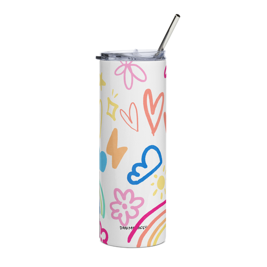 Stainless steel tumbler - Rainbow and hearts