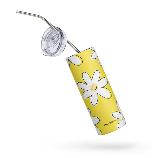 Stainless steel tumbler - Happy flowers yellow